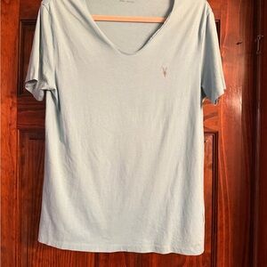 All Saints Sky Blue V-Neck Tee